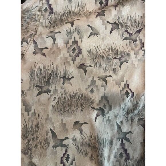 Woolrich Shirt Mens Beige Duck Print Button Up Outdoor Hunting Camping Large - Picture 12 of 16